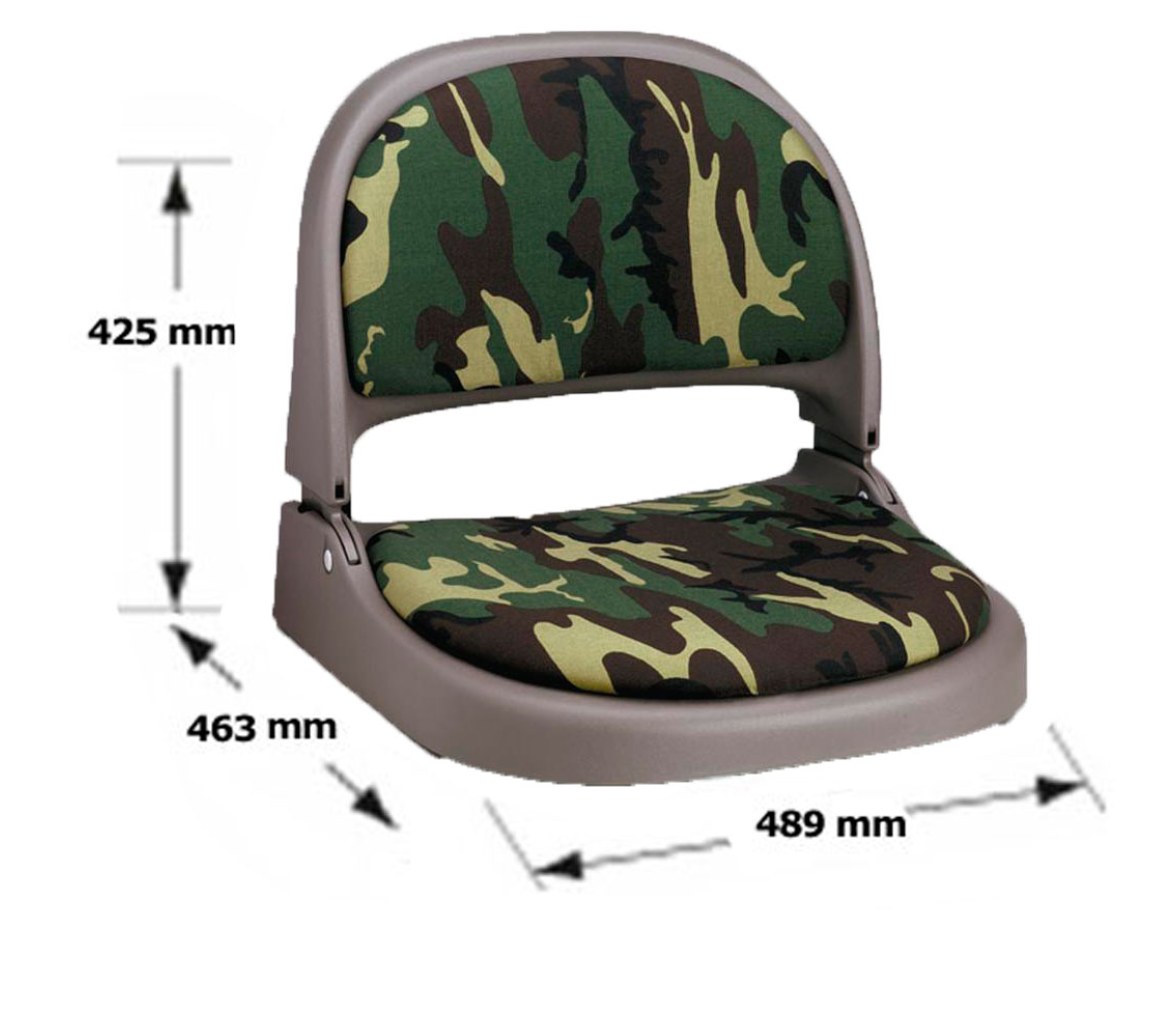 Attwood Asiento Plegable Gris Oscuro con Cojin Camuflaje