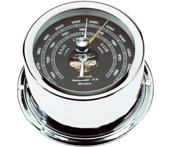 Autonautic Barometro Cromado Esfera Negra Minor