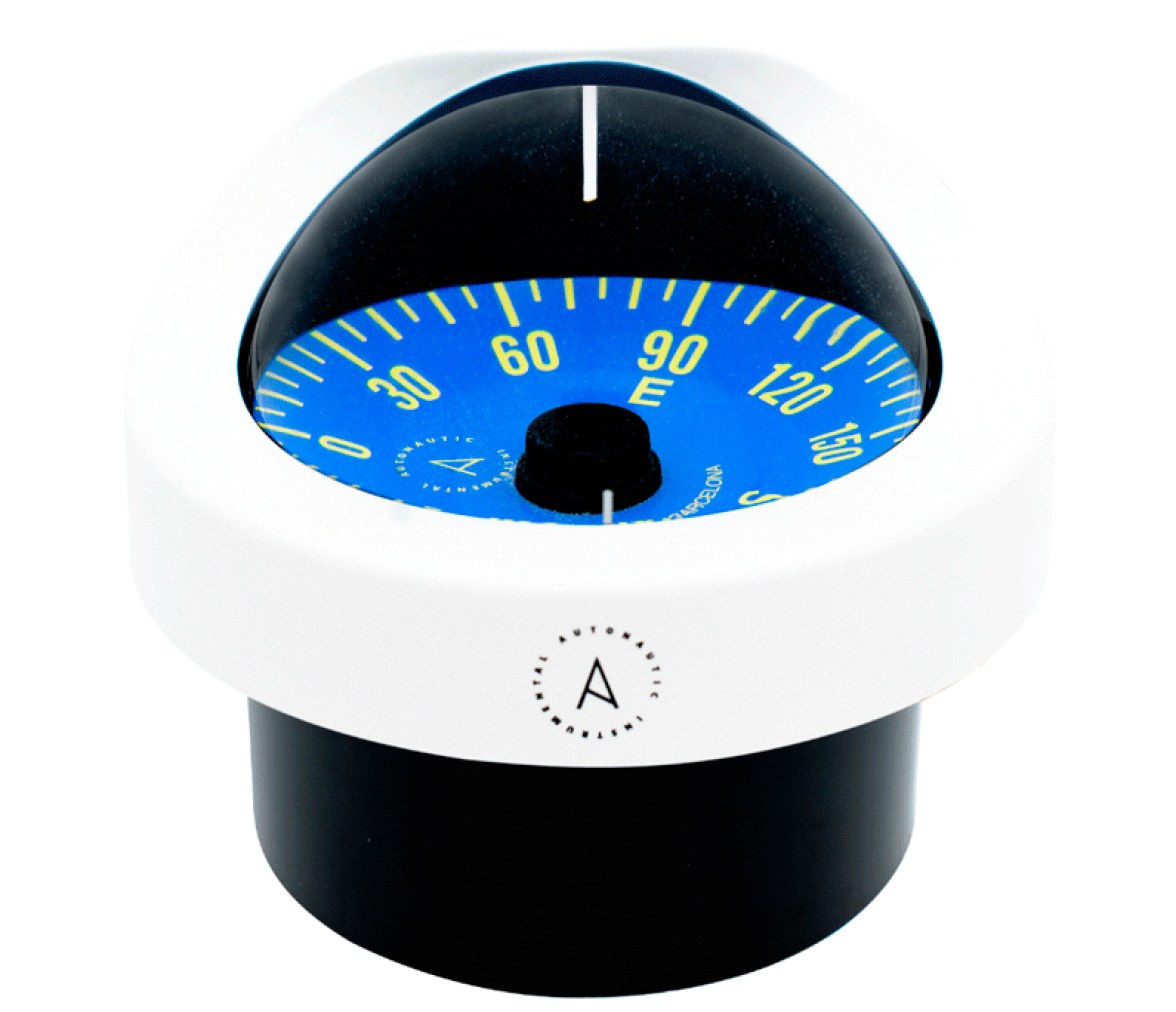 Autonautic White-Blue Flat Card Design Compass Flush Mount