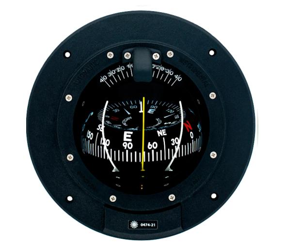 Autonautic Compas Empotrable Negro Grande para Velero