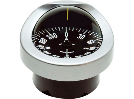 Autonautic Silver-Flat Card Design Compass Flush Mount