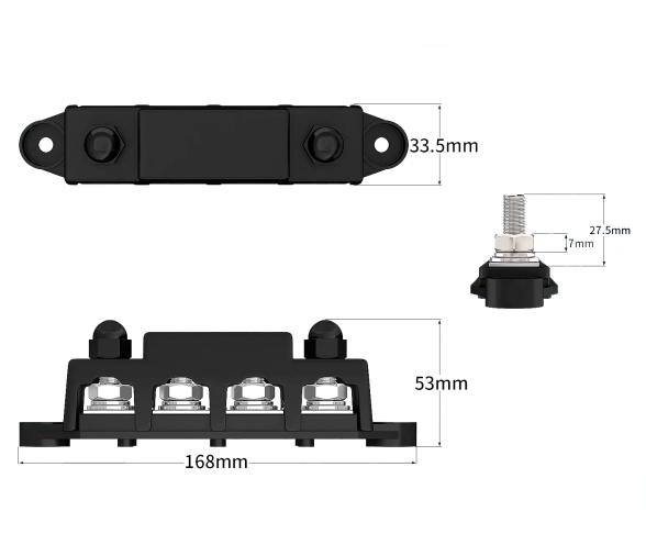 Barras de Bus Bar Positivo y Negativo M10 con Cubierta