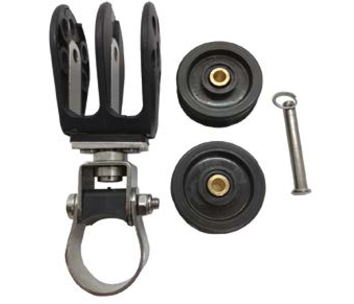 Barton Polea Candelero Doble Giratoria con Pin Removible.