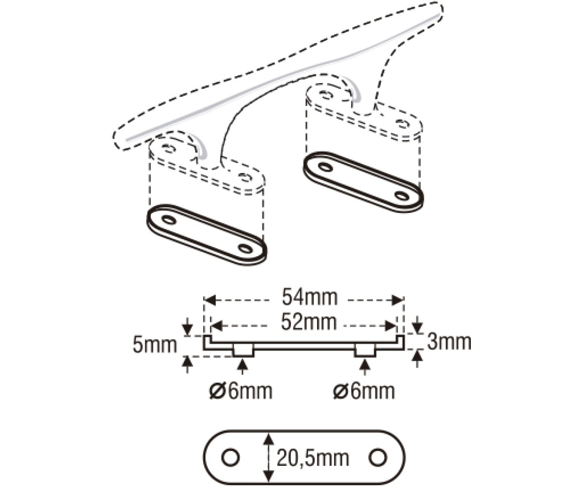 Base Plastico Para Cornamusa Acero Inox