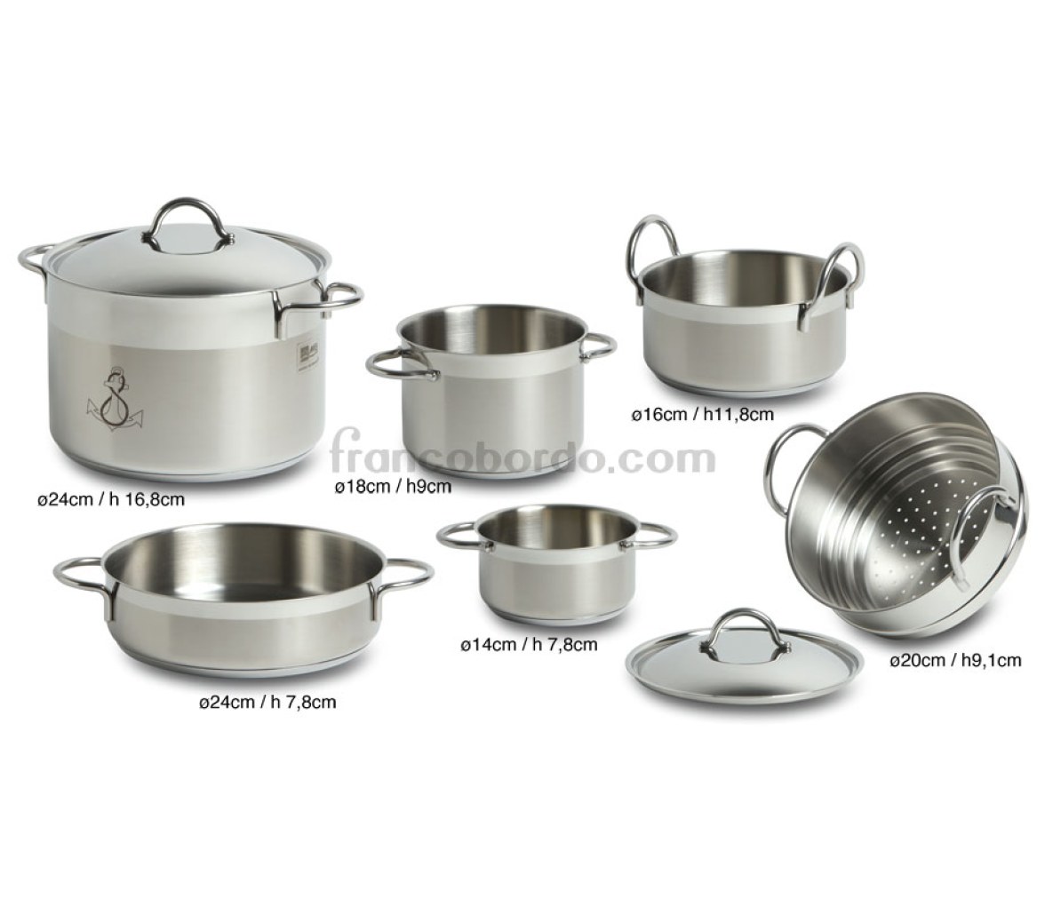 Bateria de Cocina Inox 8 piezas Kitchen Marine Business
