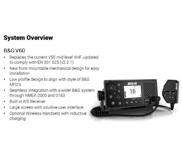 B&G V60 Emisora VHF con DSC y Receptor AIS