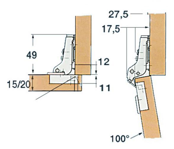 Bisagra Acero inox para armarios 5-9 mm