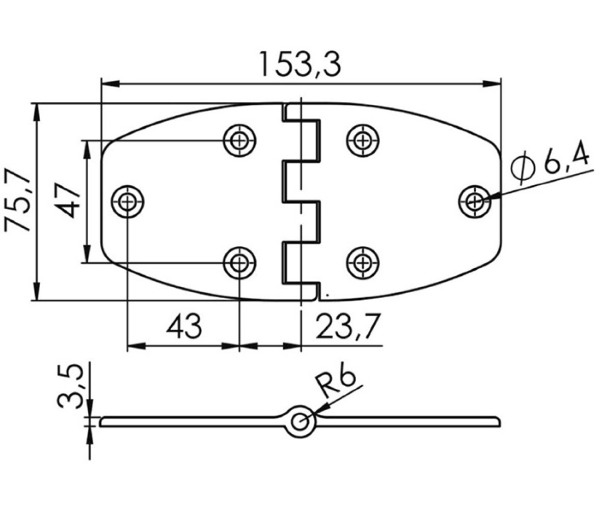 Bisagra Acero Inox Trapezoidal