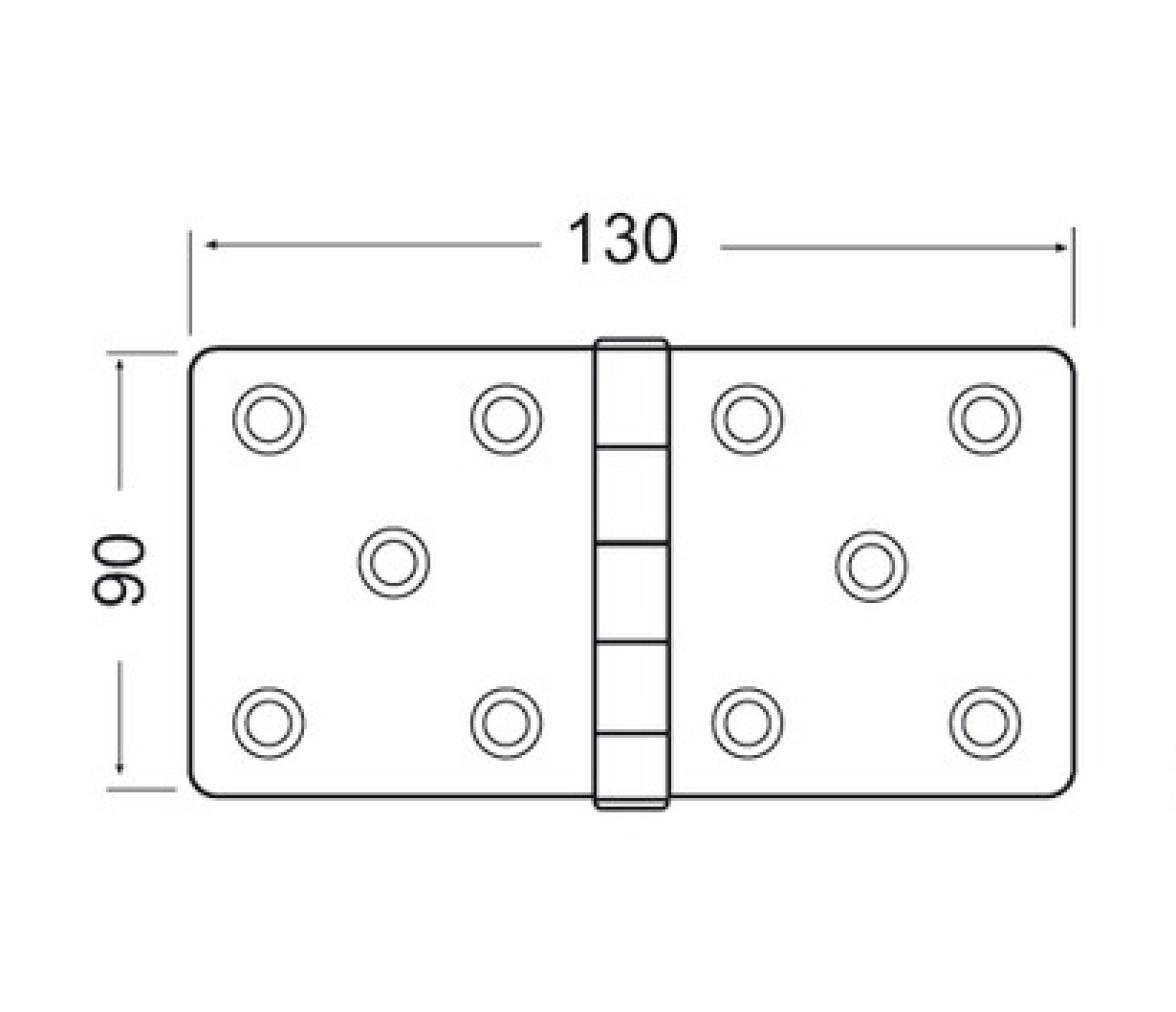 Bisagra Acero Inoxidable 130 x 90 mm Grosor 2,5 mm