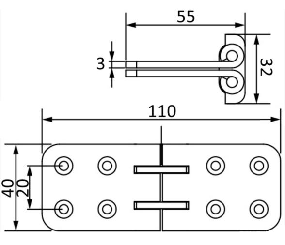 Bisagra Acero Inoxidable 180º