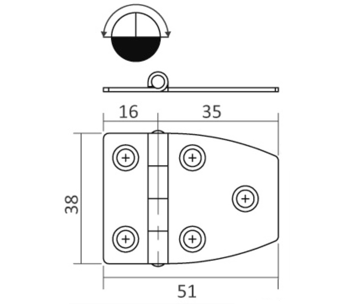 Bisagra Acero Inoxidable 51 x 27 mm