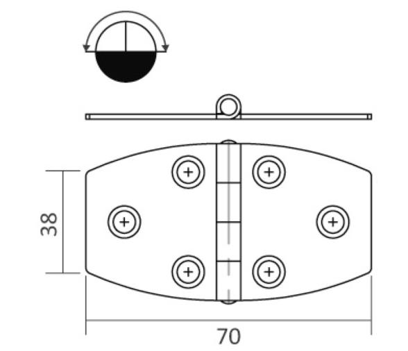 Bisagra Acero Inoxidable 70 x 38 mm