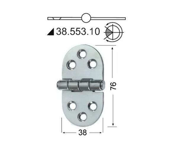 Bisagra Acero Inoxidable 76 x 38 mm Semi-empotrada