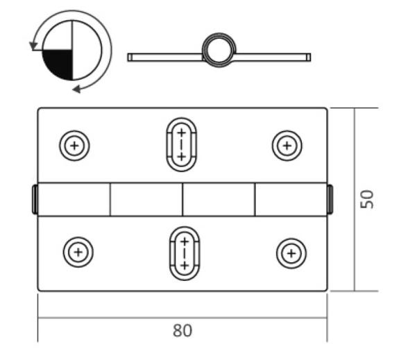 Bisagra Acero Inoxidable 80 x 50 mm Agujeros Centrales Ovalados