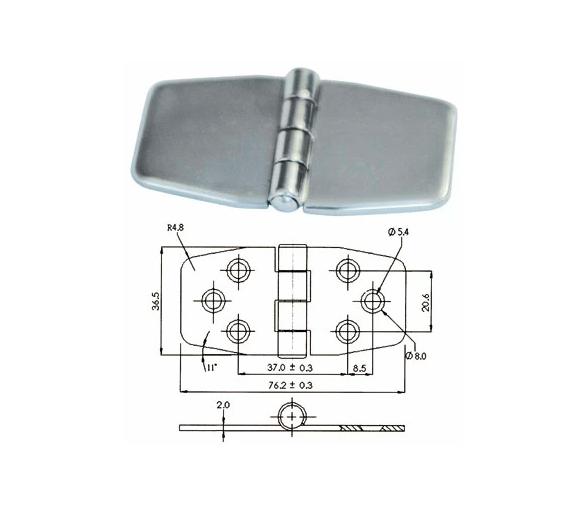 Bisagra Cubierta Ancha Inox 70x40mm