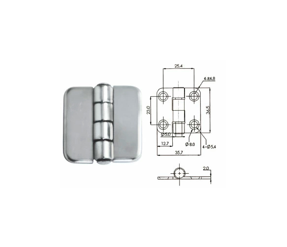 Bisagra Cubierta Cuadrada Inox 36 x 37mm