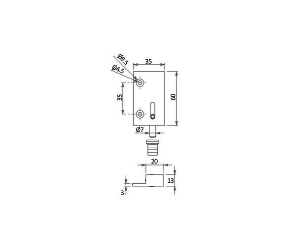 Bisagra de Pasador para Montaje Lateral 35 x 60 mm