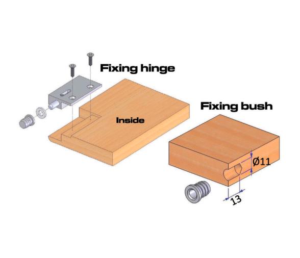 Bisagra de Pasador para Montaje Lateral 35 x 60 mm