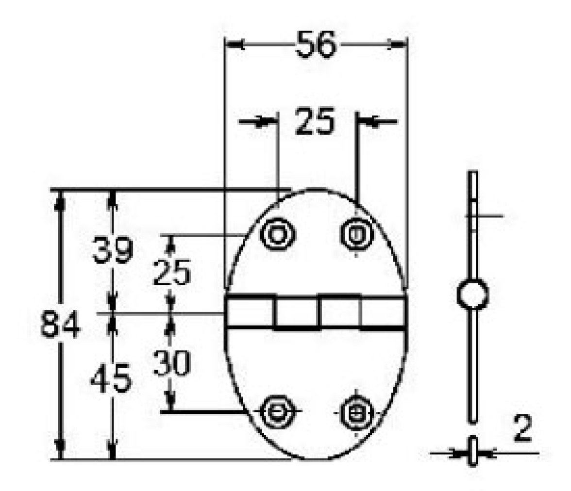 Bisagra Elipse Acero  Inoxidable 84x56 mm