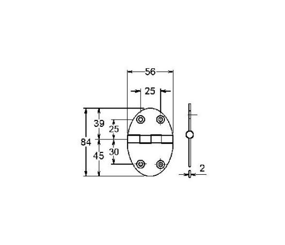 Bisagra Elipse Acero  Inoxidable 84x56 mm