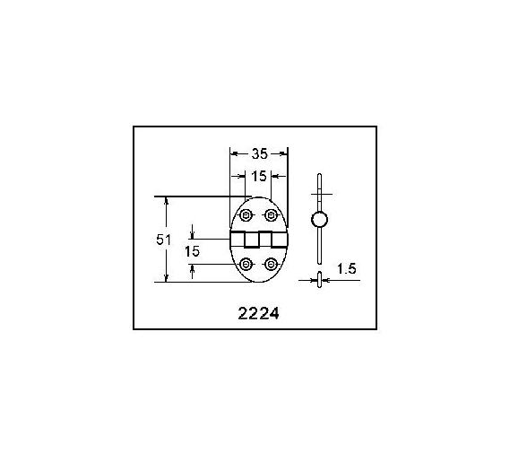 Bisagra Elipse Inox 51x38.5mm.