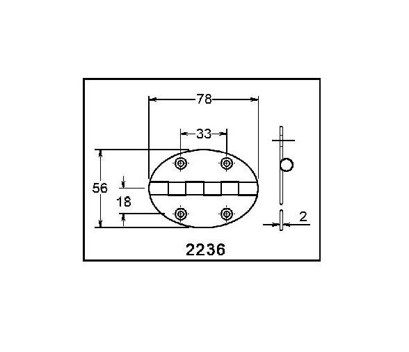 Bisagra Elipse Inox 56x78mm