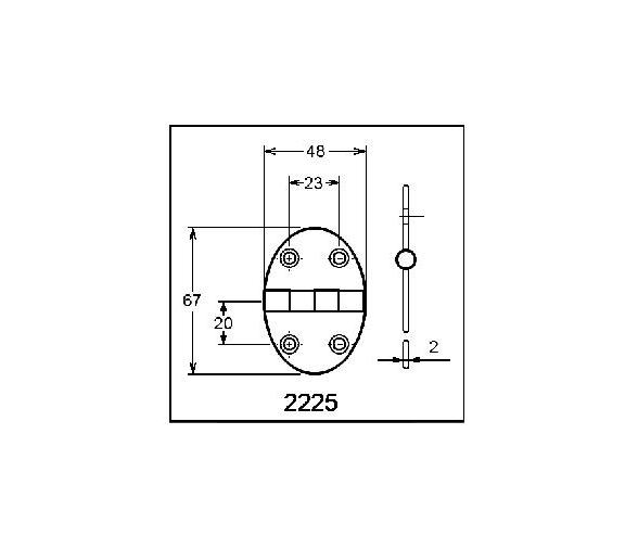 Bisagra Elipse Inox 67x48mm