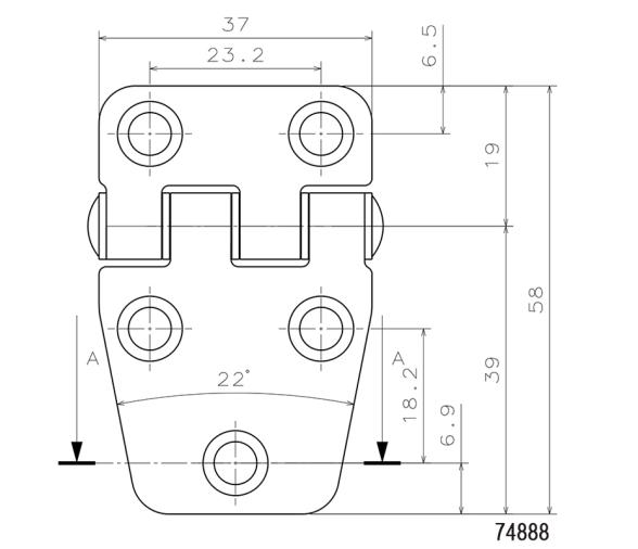 Bisagra Inox 58 x 37 mm