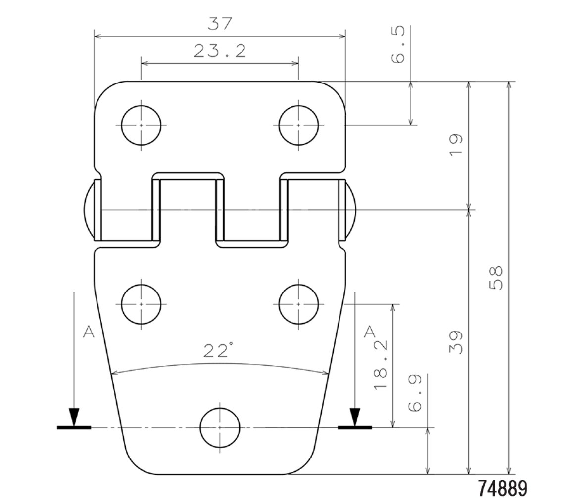 Bisagra Inox 58 x 37 mm