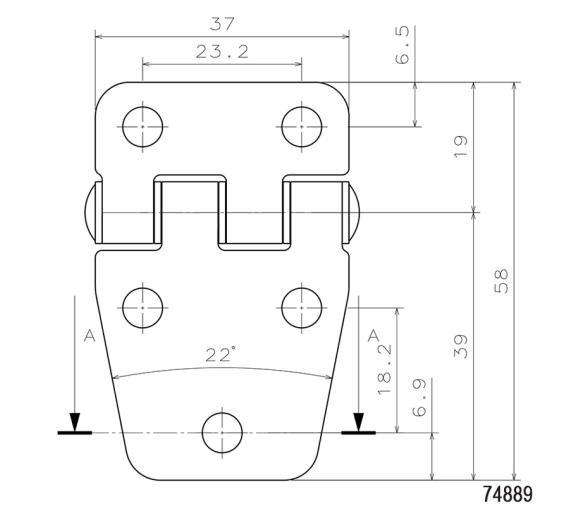 Bisagra Inox 58 x 37 mm