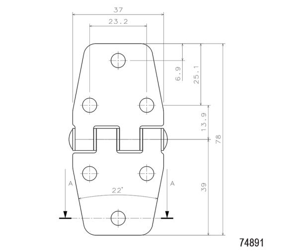 Bisagra Inox AISI 316 78 X 37 mm