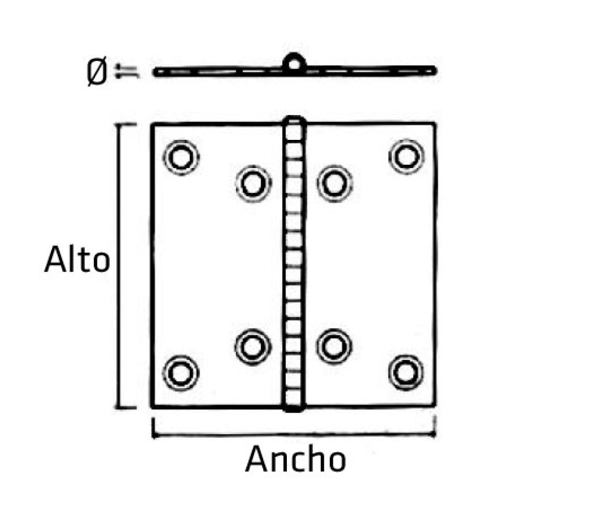 Bisagra Recta Ancha en  AceroInox 316 Pulido