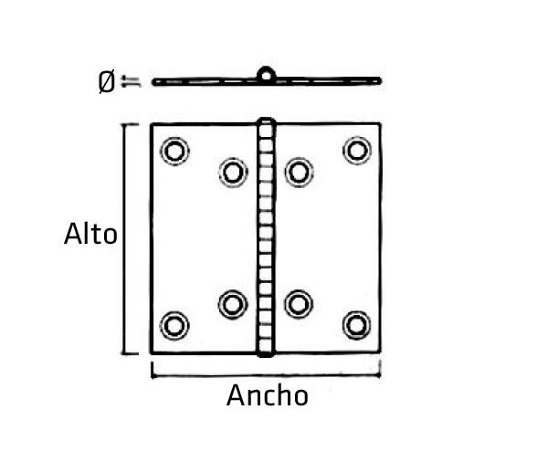 Bisagra Recta Ancha en  AceroInox 316 Pulido