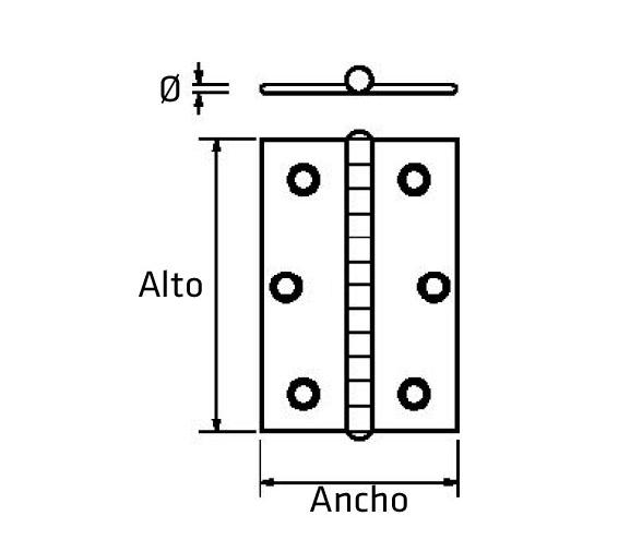 Bisagra Recta en Acero Inox 316 Pulido