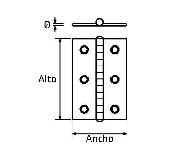 Bisagra Rectangular en Acero Inox 316 Pulido