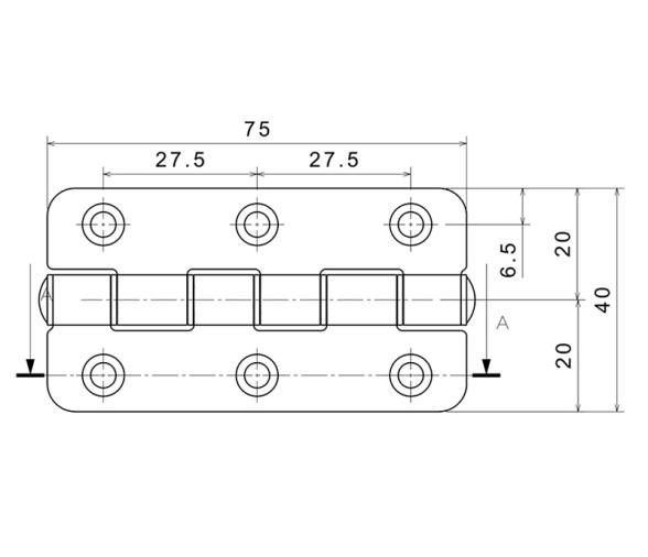Bisagra Rectangular en Acero Inoxidable 40 x 75 mm