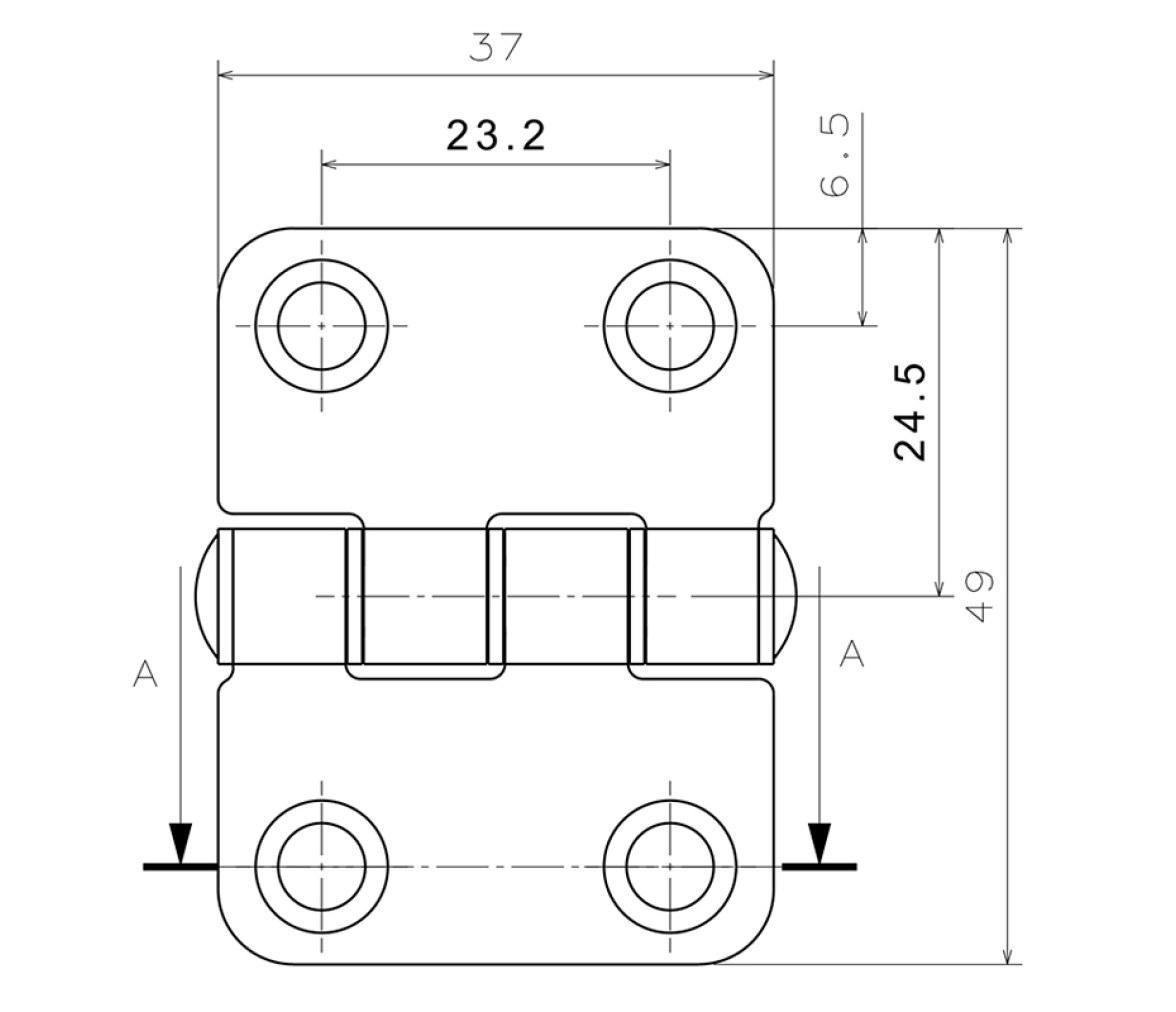Bisagra Rectangular en Acero Inoxidable 48 x 37 mm