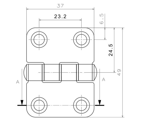 Bisagra Rectangular en Acero Inoxidable 48 x 37 mm