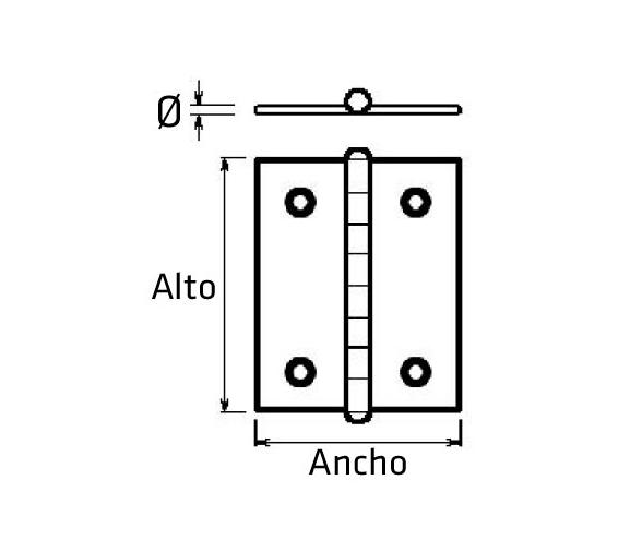 Bisagra Sencilla en Acero Inox 316 Pulido
