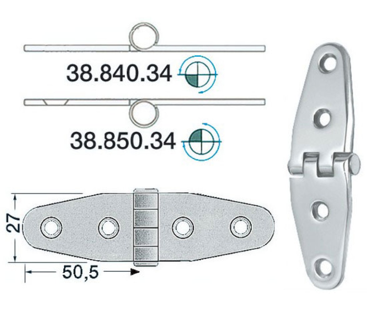 Bisagra Acero Inoxidable 101 x 27 mm Grosor 2 mm