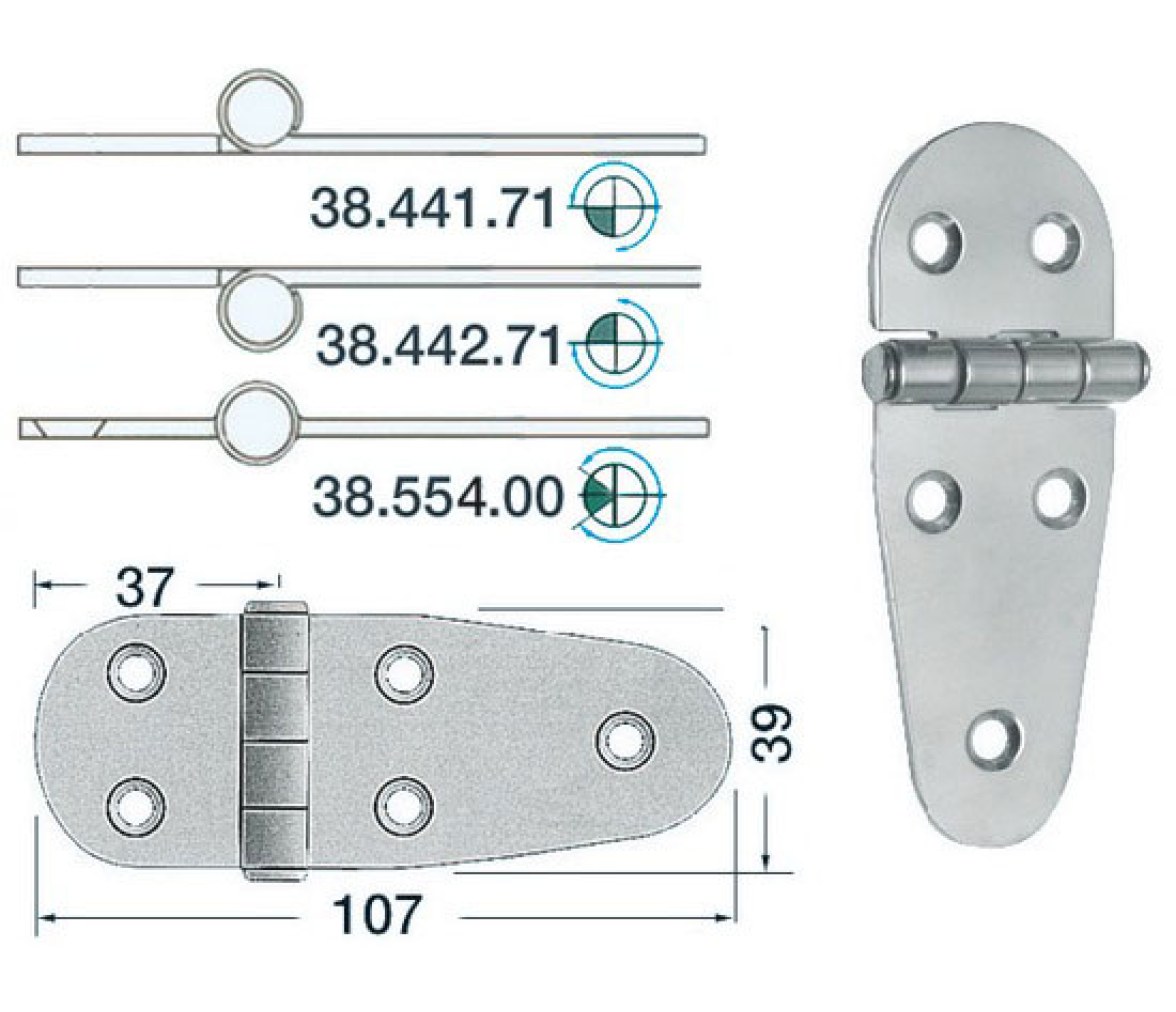 Bisagra Acero Inoxidable 107 x 39 mm Grosor 2 mm