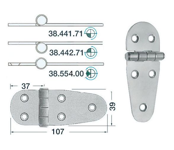 Bisagra Acero Inoxidable 107 x 39 mm Grosor 2 mm