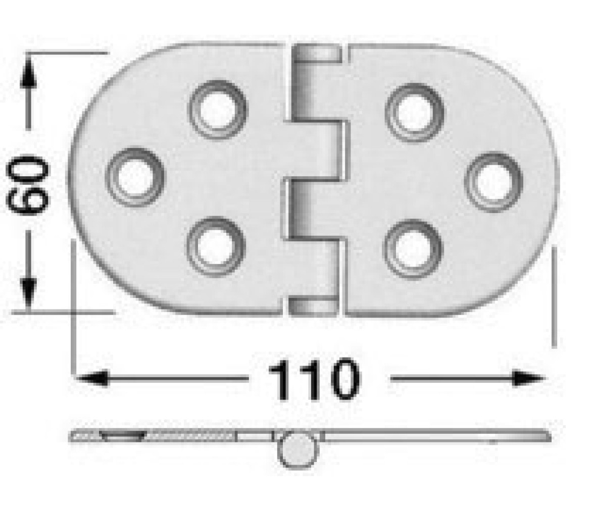 Bisagra Acero Inoxidable 110 x 60 mm Grosor 3 mm