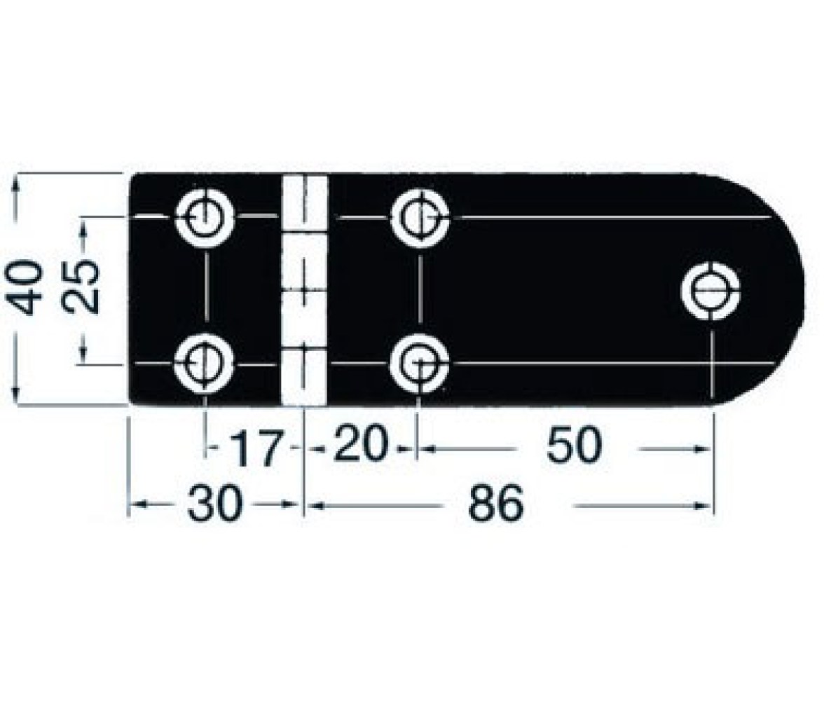 Bisagra Acero Inoxidable 116 x 40 mm Apertura 95 Grados