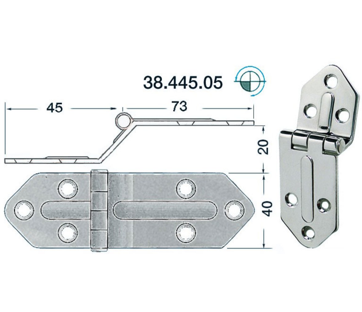 Bisagra Acero Inoxidable 118 x 40 mm Grosor 2,5 mm