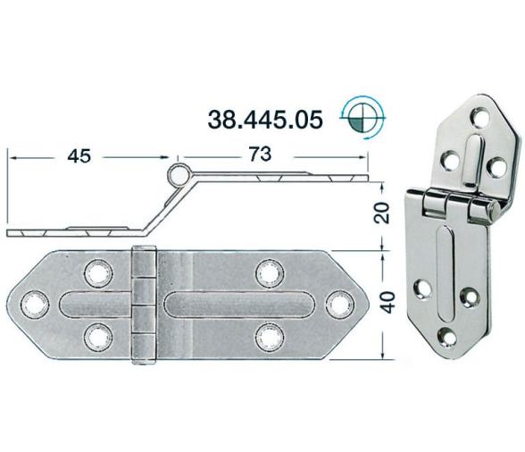 Bisagra Acero Inoxidable 118 x 40 mm Grosor 2,5 mm
