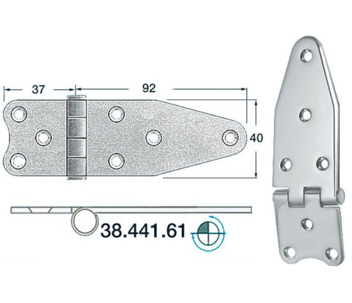 Bisagra Acero Inoxidable 129 x 40 mm Grosor 2 mm