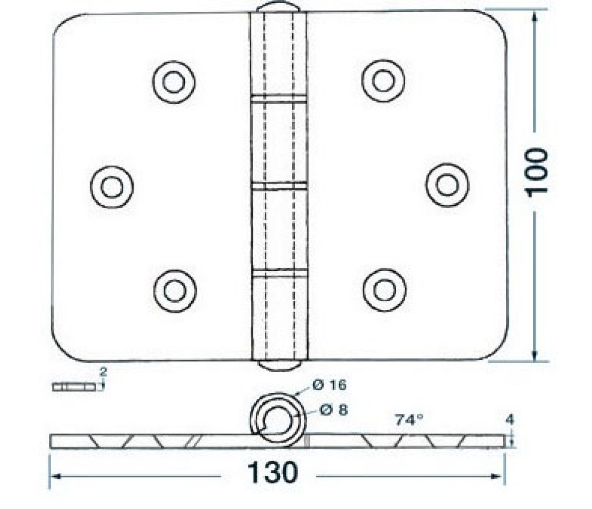 Bisagra Acero Inoxidable 130 x 100 mm Grosor 4 mm