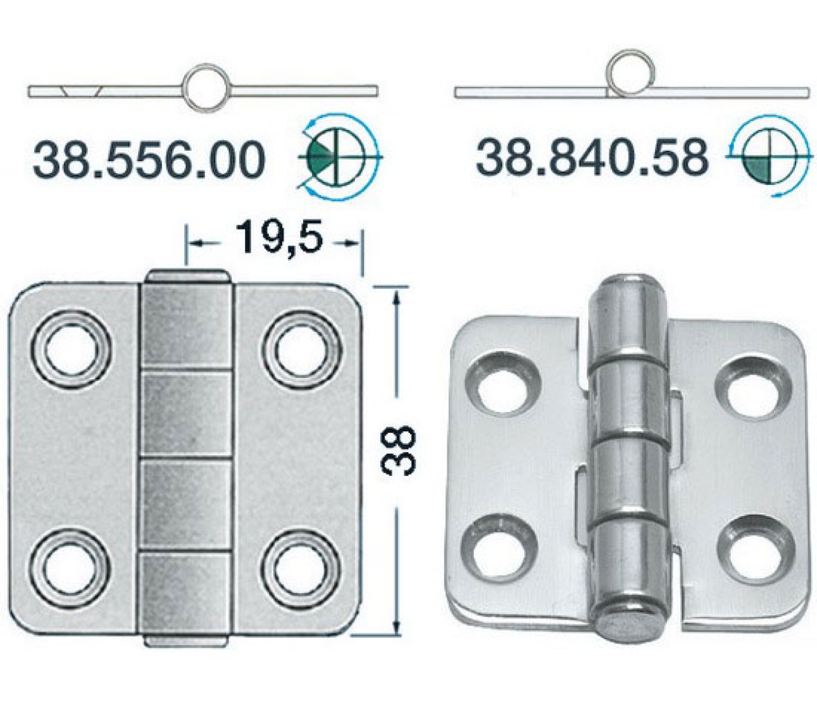 Bisagra Acero Inoxidable 38 x 39 mm Grosor 2 mm