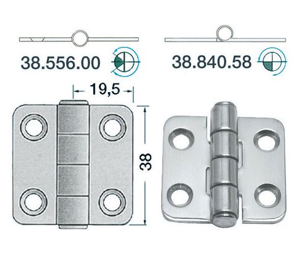 Bisagra Acero Inoxidable 38 x 39 mm Grosor 2 mm